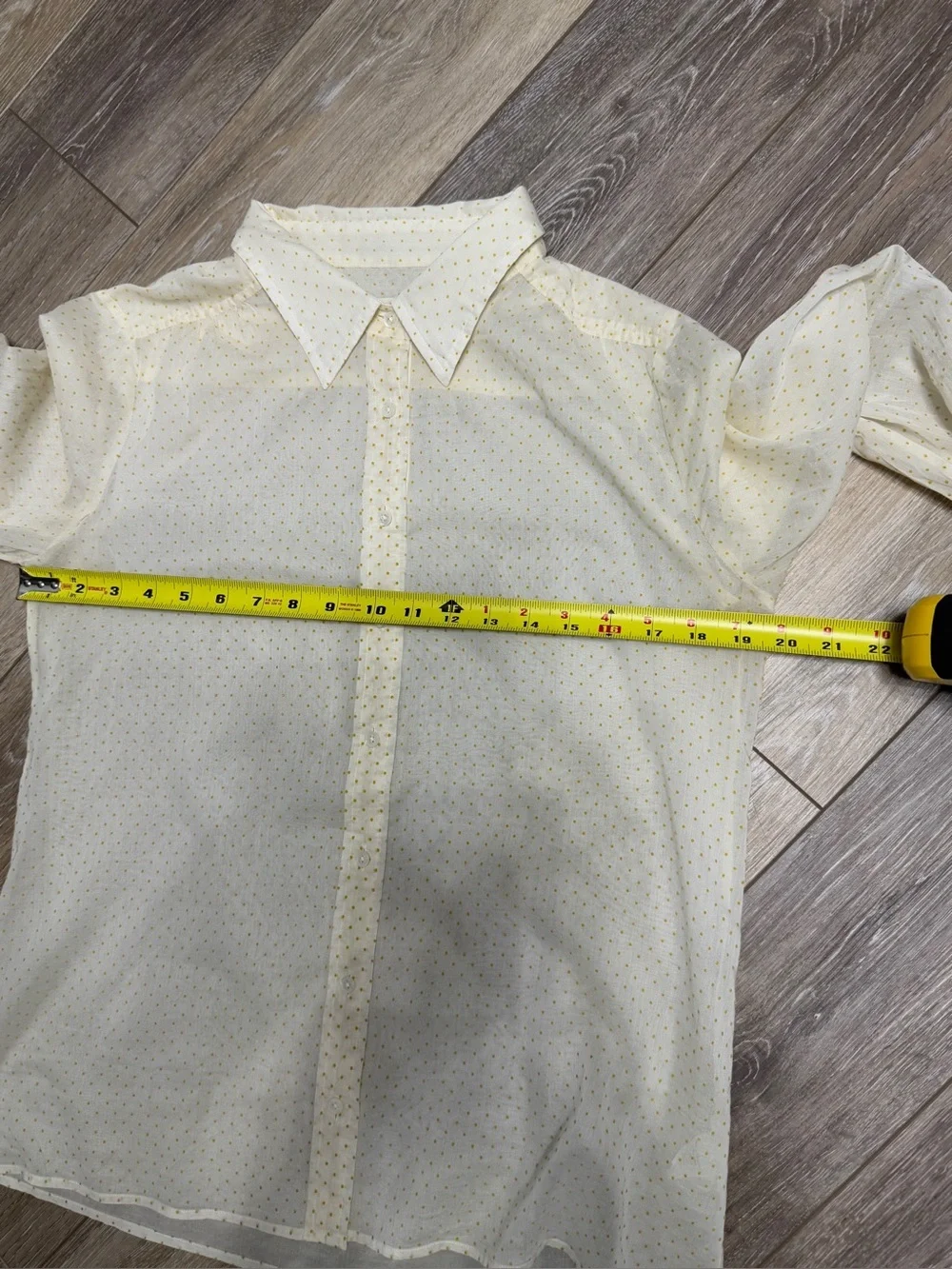 #17)  J Crew Cream Button-Up Shirt with Subtle Gold Dot Detail